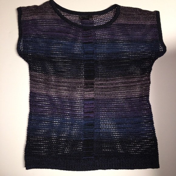 New Directions Women Knit Purple/Blue Pullover 1X - Picture 3 of 6